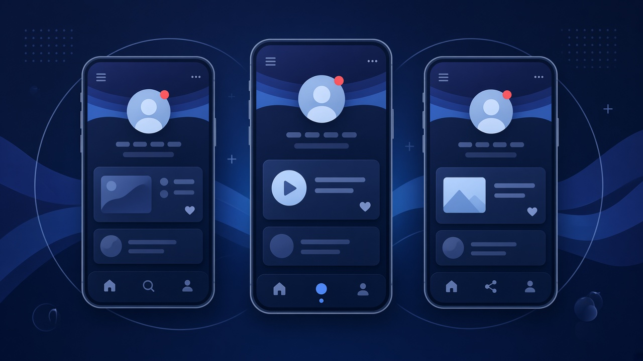 Stylized phone panels representing social platforms where lookalike fakes appear